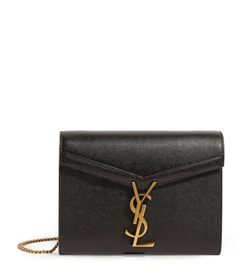 ysl leather chain brown|Saint Laurent Cassandra Leather Wallet on a Chain .